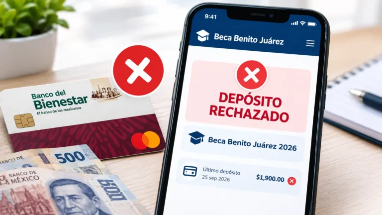 Depósito rechazado de la Beca Benito Juárez 2026